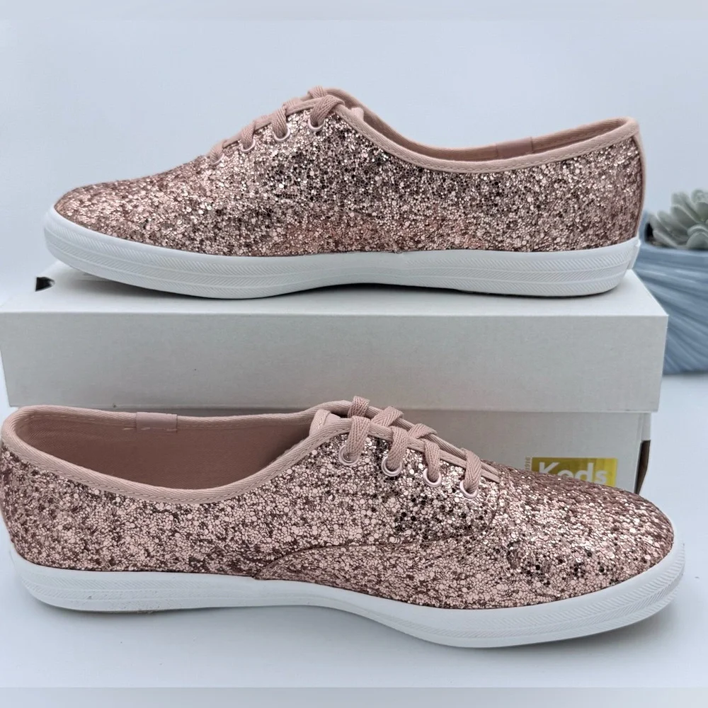 KEDS Sz 9 Women's Glitter Rose Gold NIB - Picture 4 of 8